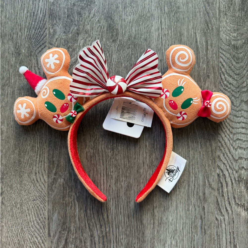 Disney Gingerbread Mouse Ears with Red and White Bow